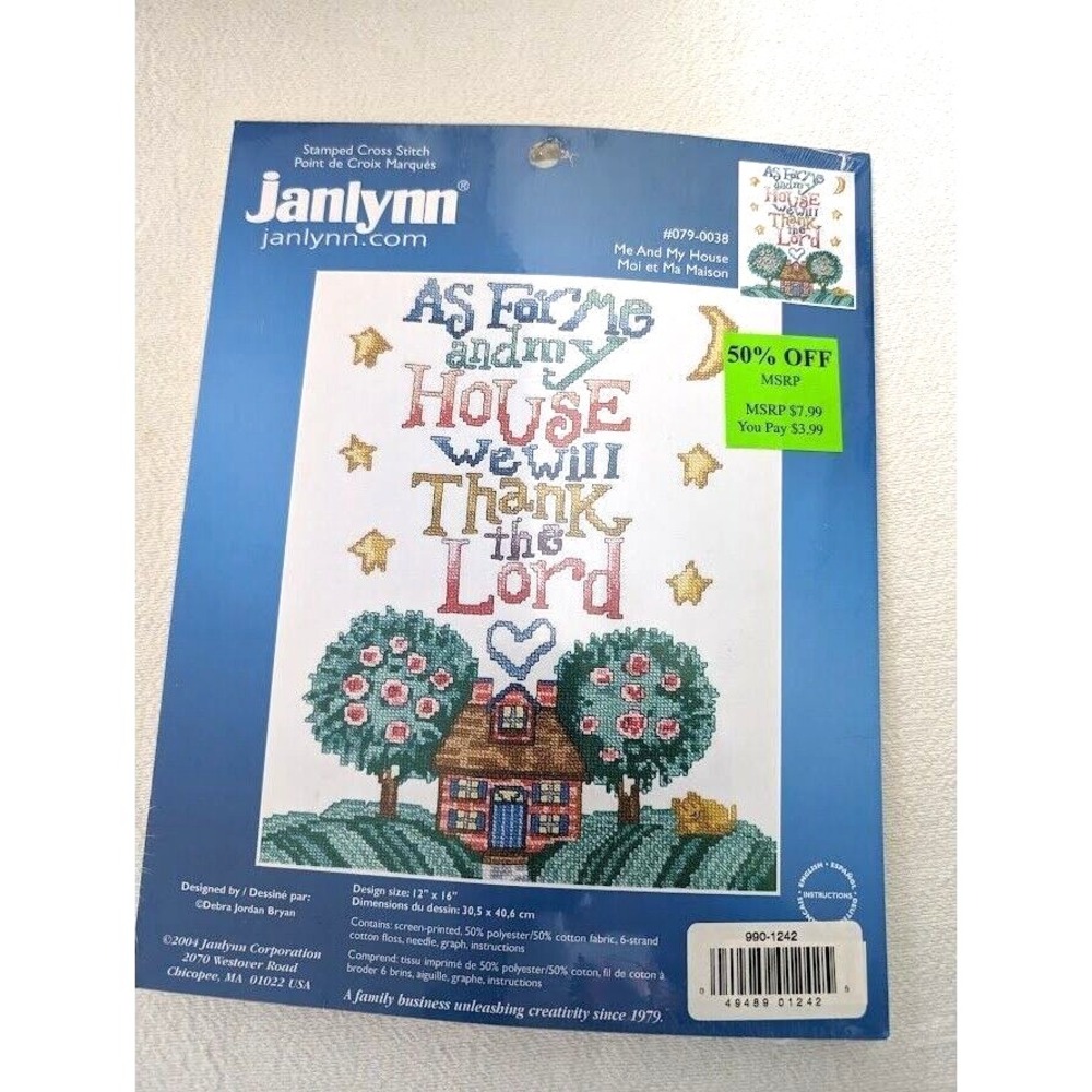 Janlynn Cross Stitch Kit Me And My House 079-0038 Bible Gratitude Christian NEW
